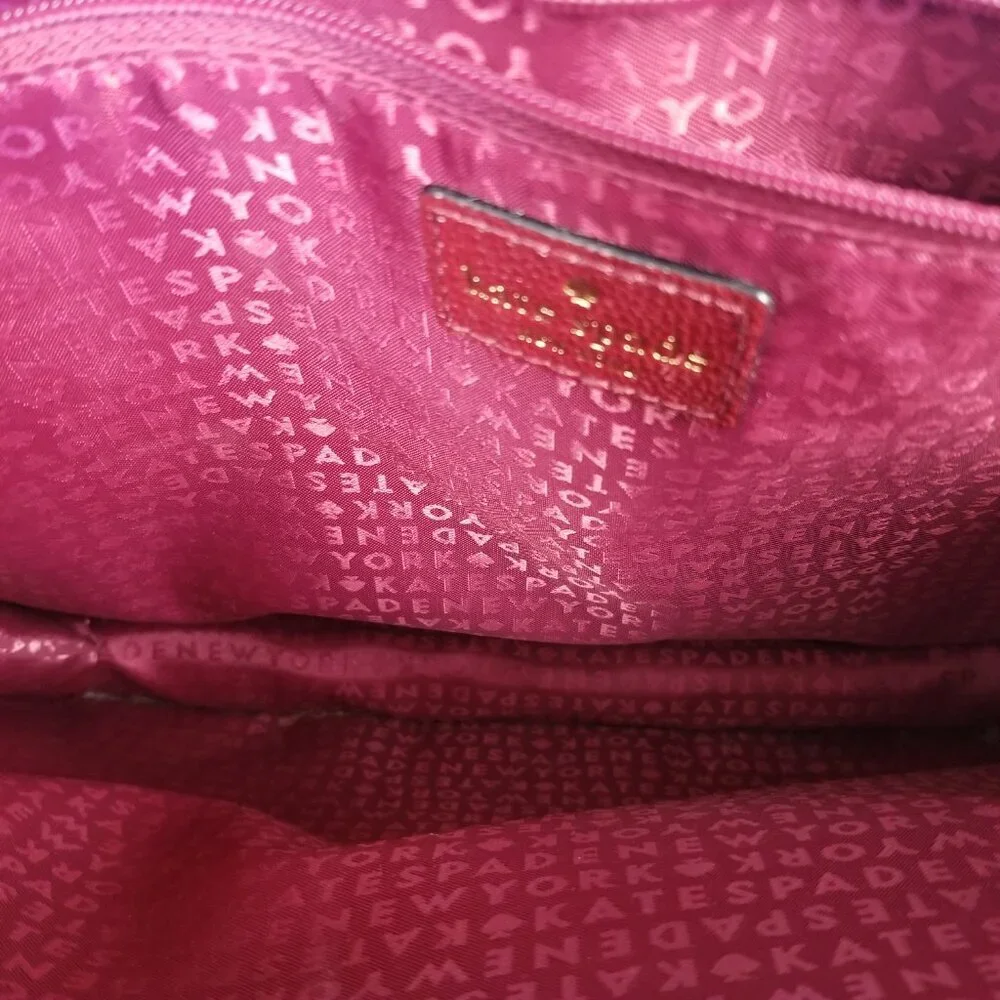 Kate Spade Large Tote Zarinah Hyde Tote Pink Burgundy Leather Suede Shoulder Bag - Picture 7 of 12